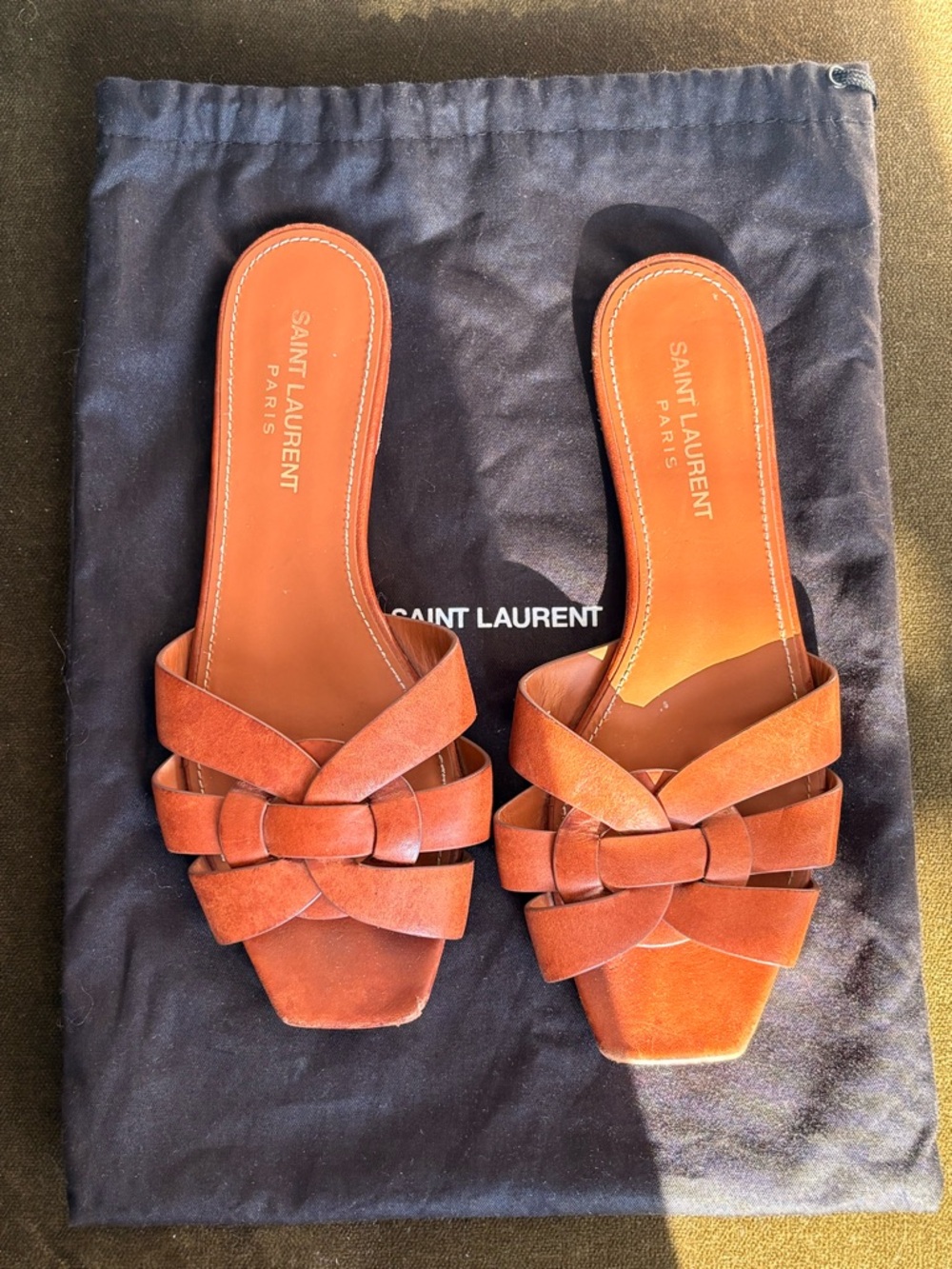 Saint Laurent Tribute Mules Amber